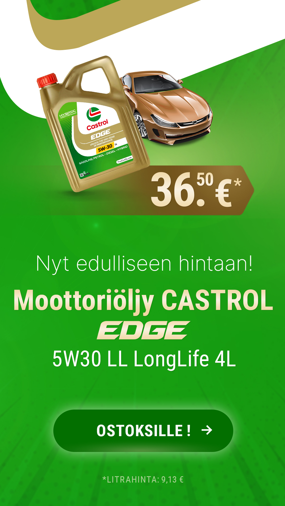 Moottoriöljy CASTROL Edge 5W30 LL LongLife